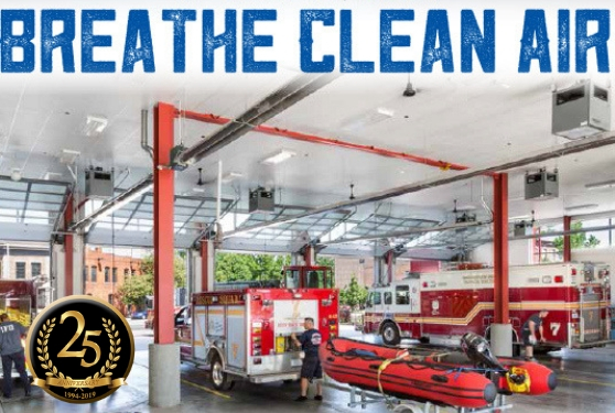 Breathe Clean Air with AIRVAC 911®:<br>
Hose-free and hands-free engine exhaust removal