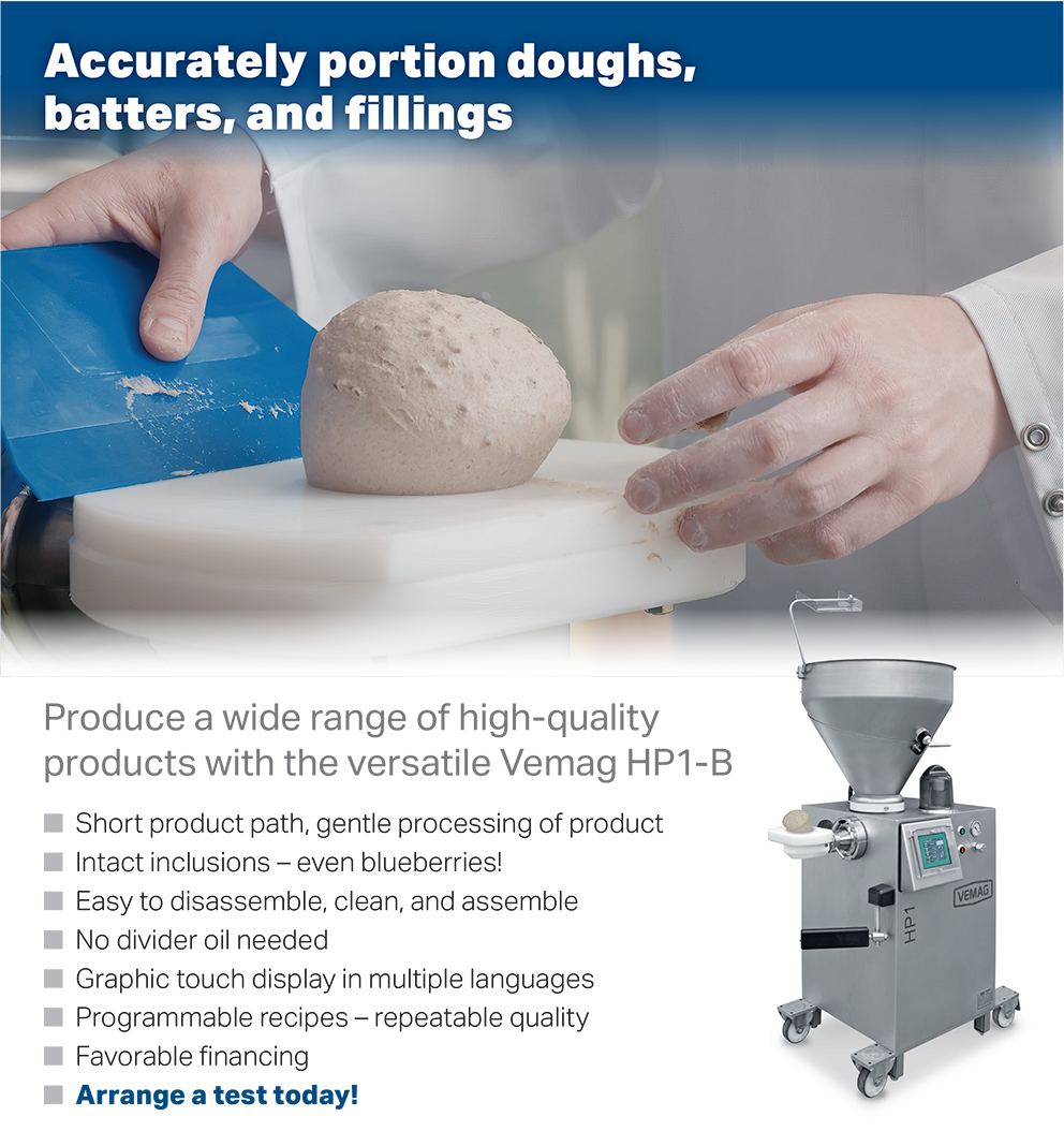 Accurately portion an entire line of bakery products with a single Vemag HP1-B