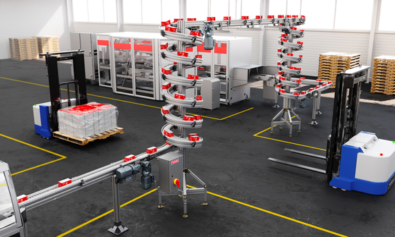 <b>FlexLink helps you save floor space with the Compact Spiral Elevator</b>