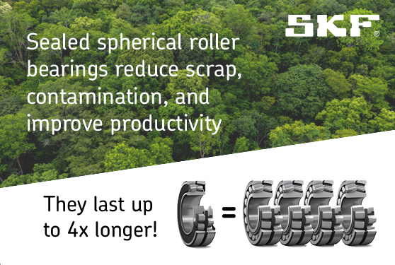 SKF sealed spherical roller bearings can provide up to 4 x service life