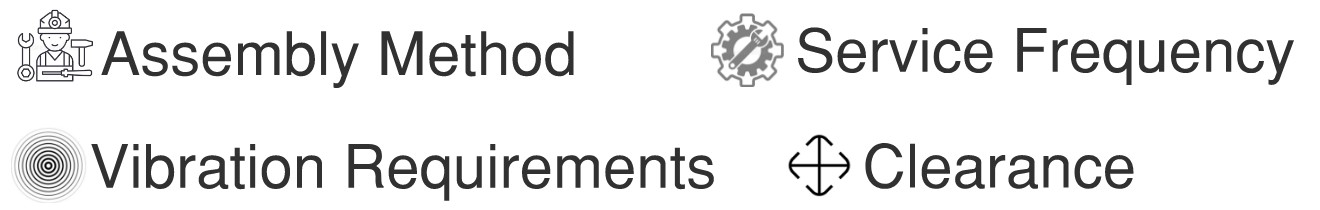 Assembly Method, Service Frequency, Vibration Requirements, Clearance