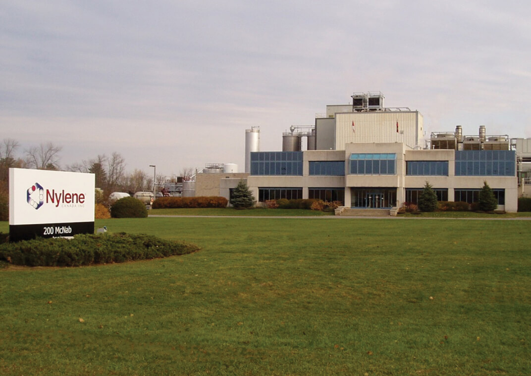 Exterior, front-facing view of the Nylene Canada facility.