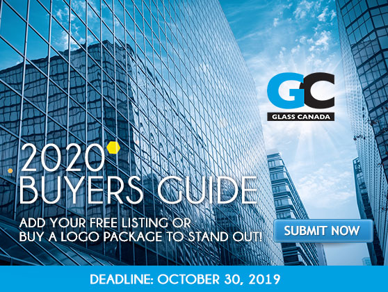 Are you a supplier to the Canadian glass and glazing industry? Add your company now to the Glass Canada 2020 Buyers Guide!