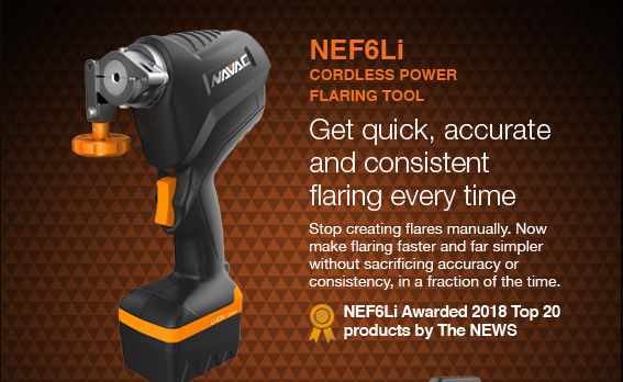 NEF6Li  ||  CORDLESS POWER FLARING TOOL. Get quick, accurate and consistent flaring every time. Stop creating flares manually. Now make flaring faster and far simpler without sacrificing accuracy or consistency, in a fraction of the time.