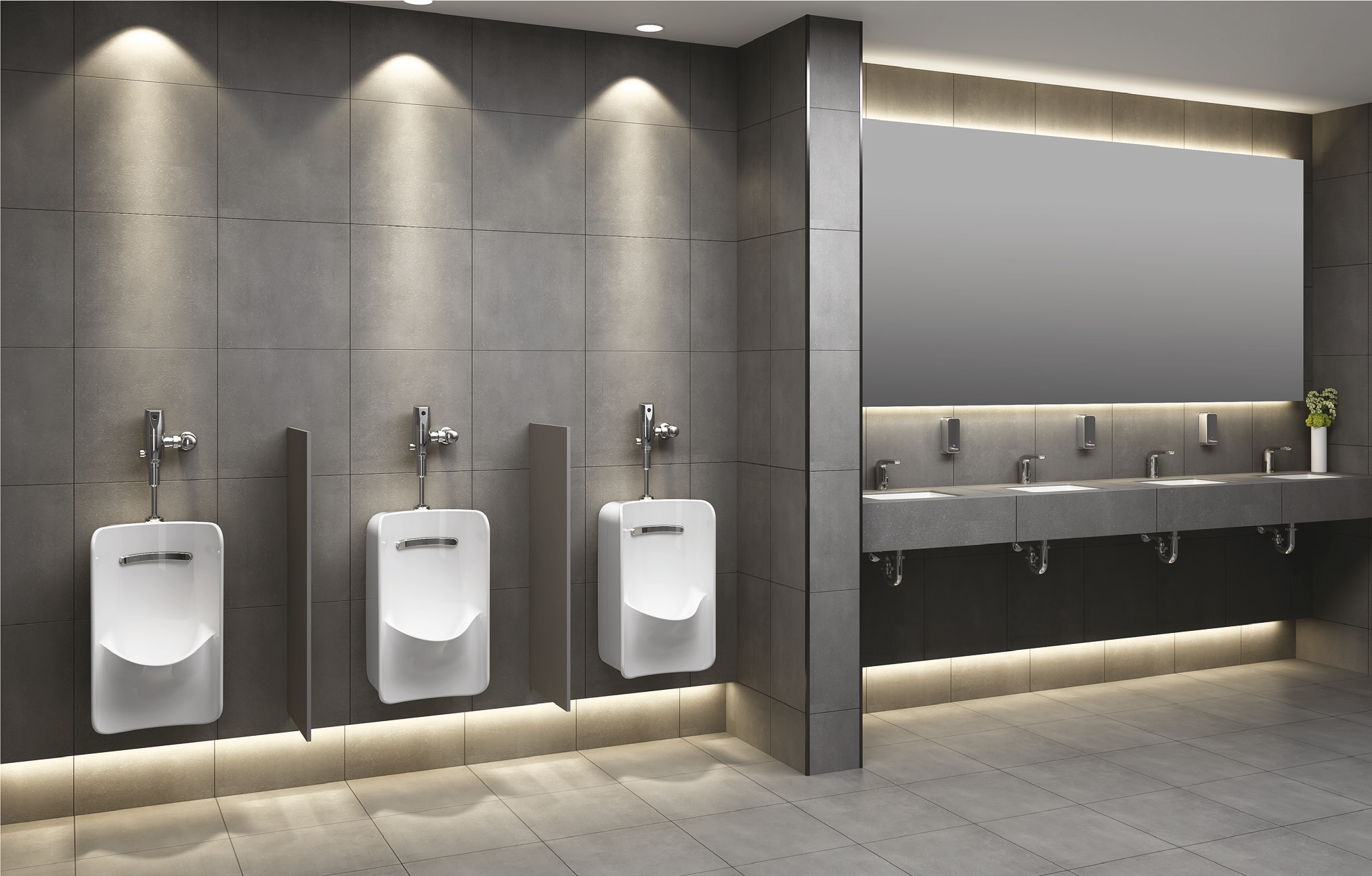 washroom with Greenbrook High Efficiency urinals